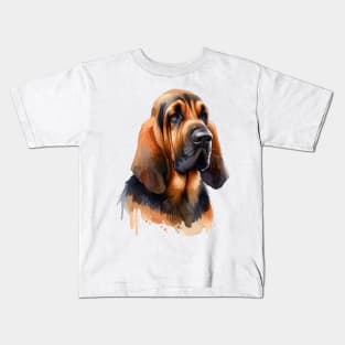 Bloodhound Watercolor Painting - Beautiful Dog Kids T-Shirt